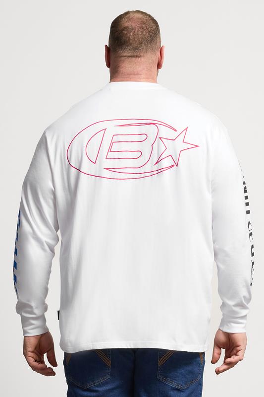 BadRhino Big & Tall White Long Sleeve Racing Graphic T-shirt | BadRhino 2