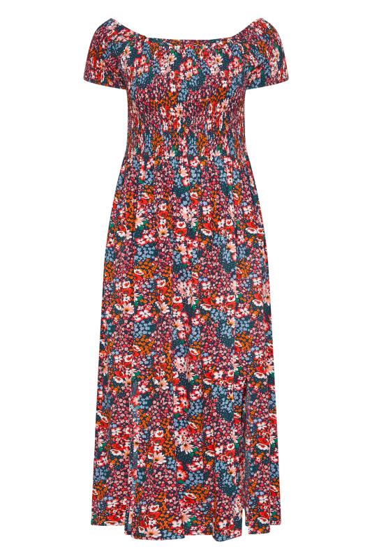 Plus Size Pink Floral Print Bardot Maxi Dress | Yours Clothing 6