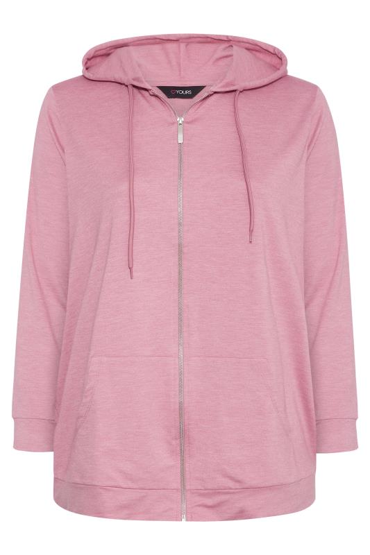 Plus Size Pink Marl Zip Through Hoodie | Yours Clothing 6