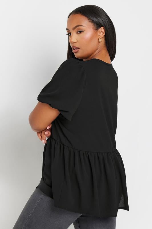 LIMITED COLLECTION Plus Size Black Bow Tie Front Top | Yours Clothing 3