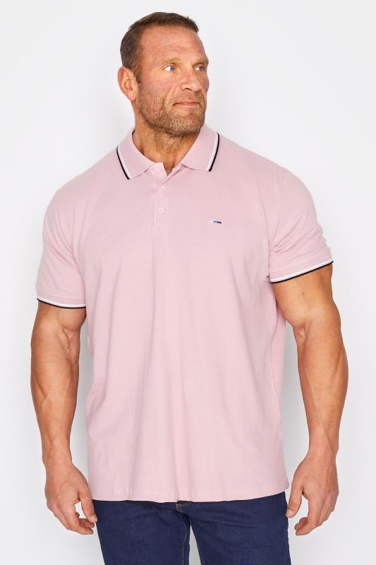 Men's  BadRhino Big & Tall Pink Essential Tipped Polo Shirt