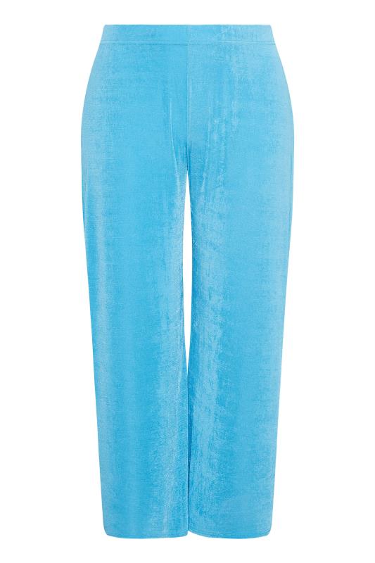 Plus Size Blue Slinky Stretch Wide Leg Trousers | Yours Clothing  4