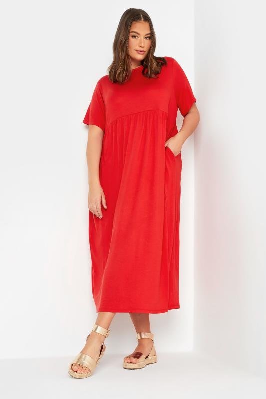 LIMITED COLLECTION Plus Size Red Pocket Maxi Dress | Yours Clothing 1