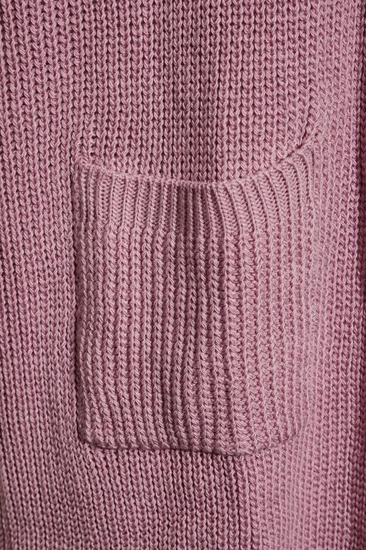 Curve Pink Pocket Knitted Midi Cardigan 5