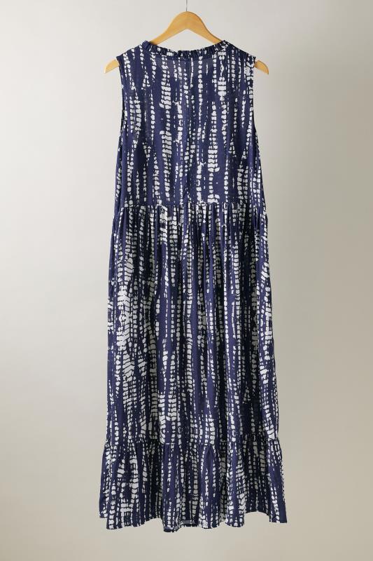 EVANS Plus Size Navy Blue Tie Dye Print Midi Dress | Evans 6