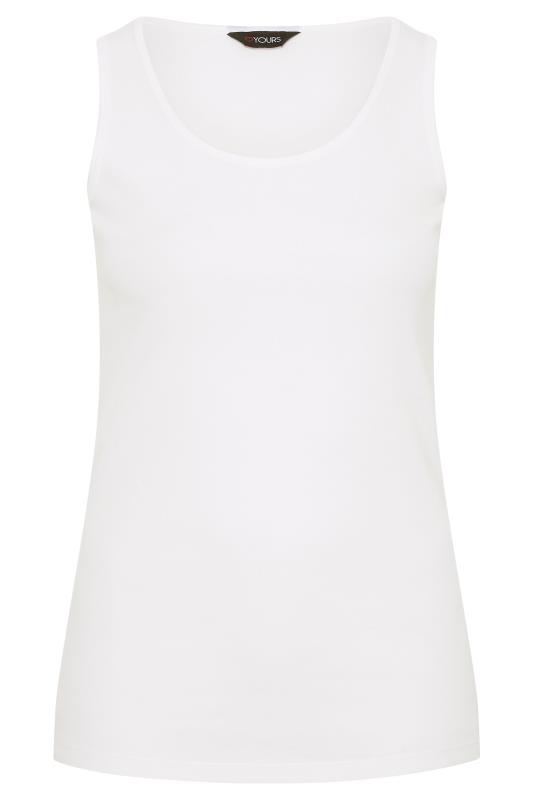 Plus Size White Ribbed Jersey Vest Top | Yours Clothing 5