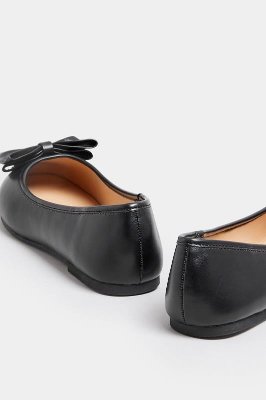 Black Bow Front Ballet Pump In Extra Wide EEE Fit | Yours Clothing 4