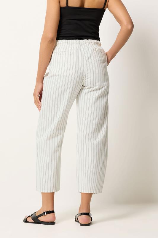 M&Co White Stripe Cotton Wide Leg Cropped Trousers | M&Co 5