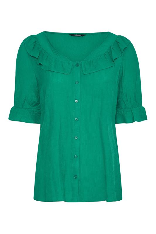 LIMITED COLLECTION Curve Emerald Green Frill Blouse_X.jpg