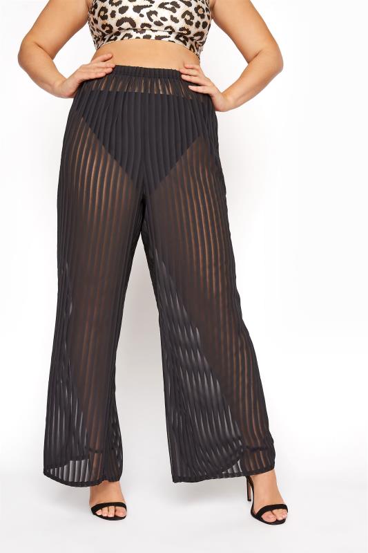 LIMITED COLLECTION  Black Shadow Stripe Cover Up Trouser_B.jpg