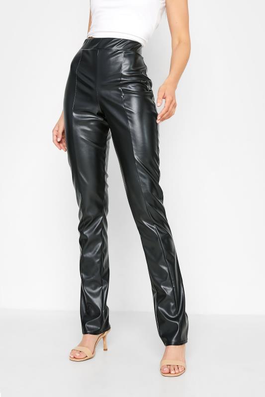 LTS Tall Black Leather Look Slim Leg Trousers_A.jpg
