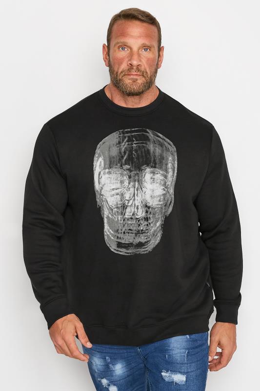  Grande Taille BadRhino Big & Tall Black X-Ray Skull Print Sweatshirt