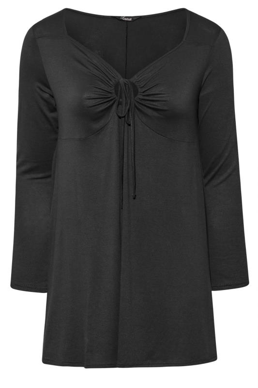 LIMITED COLLECTION Plus Size Black Keyhole Tie Neckline Swing Top | Yours Clothing 7