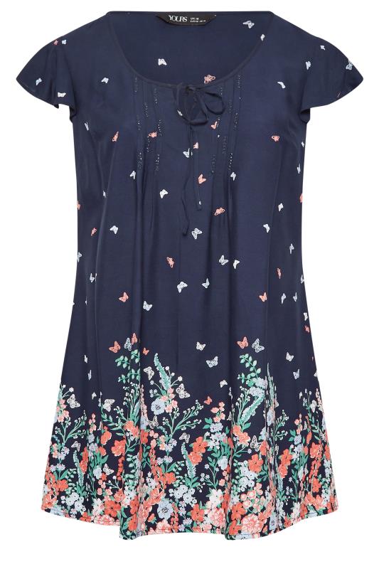 YOURS Plus Size Navy Blue Butterfly Print Blouse | Yours Clothing 6