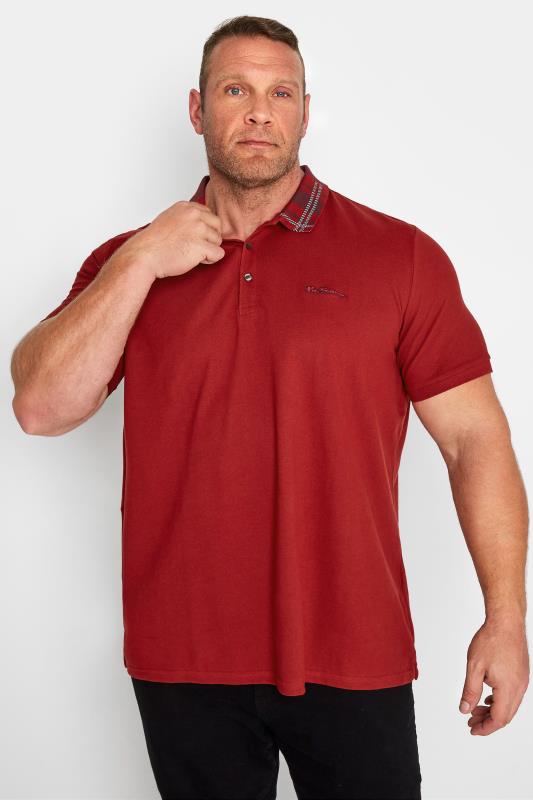 BEN SHERMAN Red Check Collar Interest Polo Shirt_A.jpg