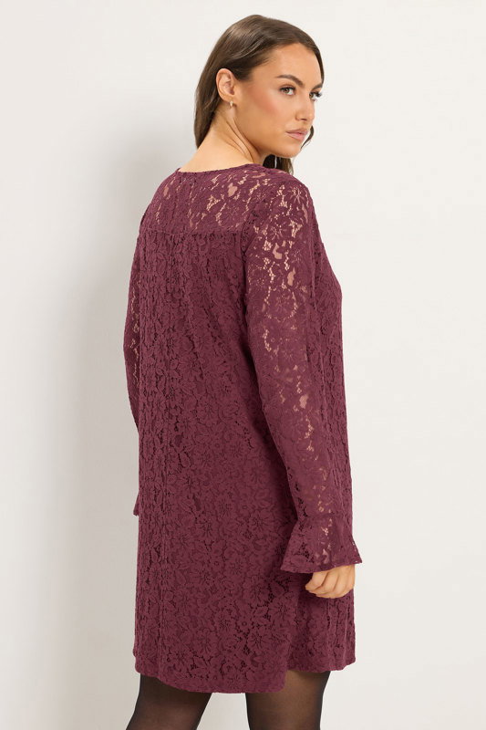 YOURS Plus Size Burgundy Red Lace Dress