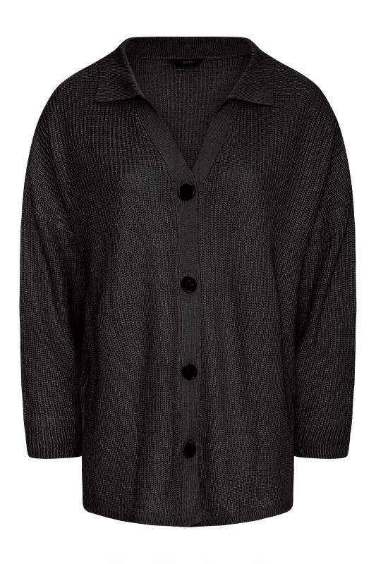 Plus Size Black Knitted Collar Cardigan | Yours Clothing 6