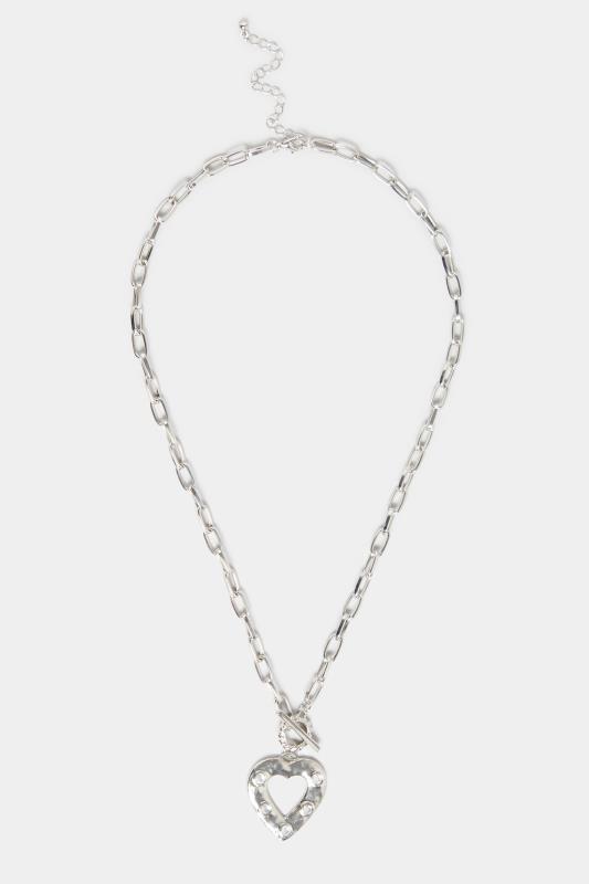 Silver Heart T-Bar Chain Necklace | Yours Clothing 2