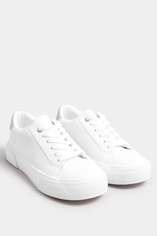 White Star Cut Out Trainers In Extra Wide EEE Fit | Yours Clothing 2