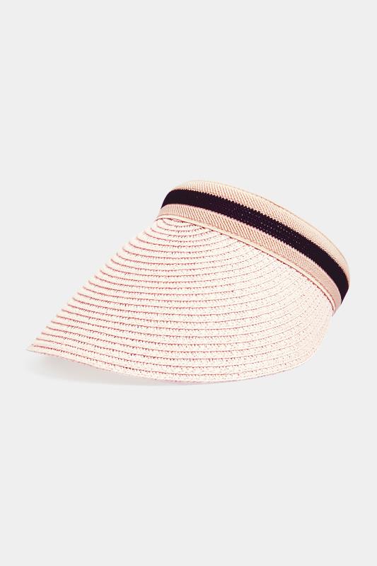 Pink Woven Straw Visor | Yours Clothing  1
