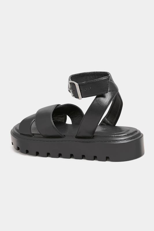 LIMITED COLLECTION Black Crossover Strap Chunky Sandals In Extra Wide EEE Fit_C.jpg