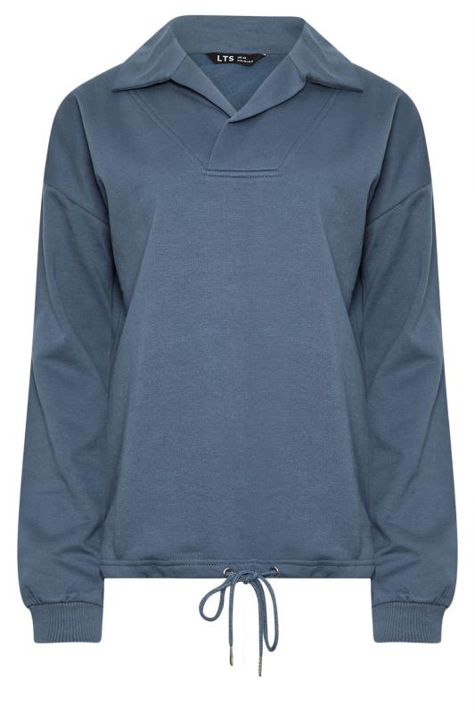 LTS Tall Dark Blue Drawstring Cross Over Sweatshirt | Long Tall Sally 5