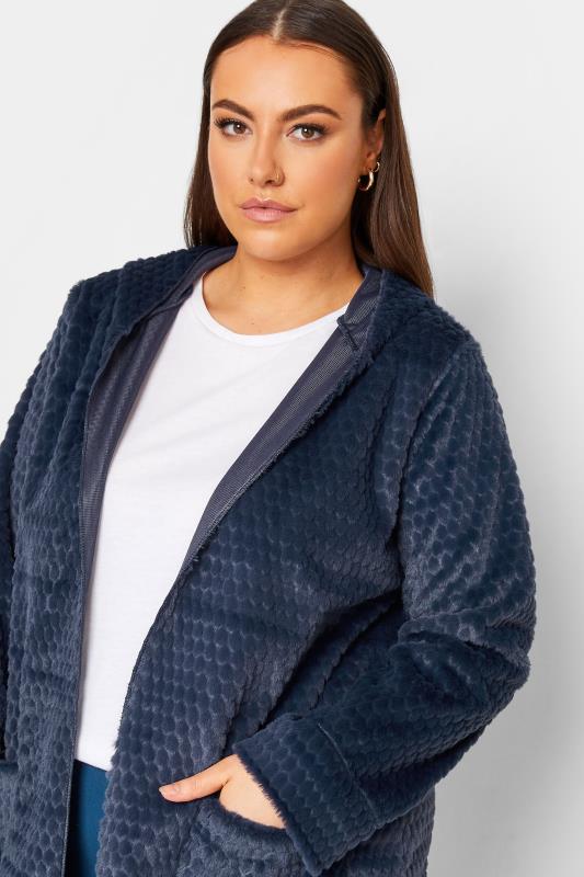 YOURS LUXURY Plus Size Navy Blue Faux Fur Hooded Jacket | Yours Clothing 4