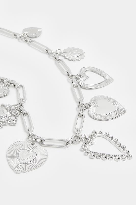 Silver Tone Heart Statement Necklace | Yours Clothing 2