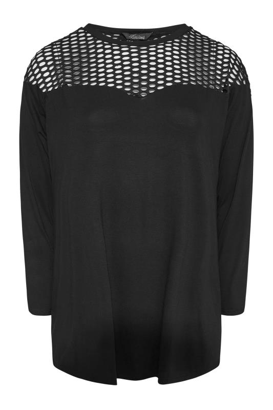 LIMITED COLLECTION Curve Black Long Sleeve Fishnet Top_F.jpg