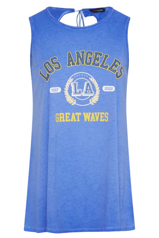Plus Size Blue 'Los Angeles' Slogan Vest Top | Yours Clothing  5