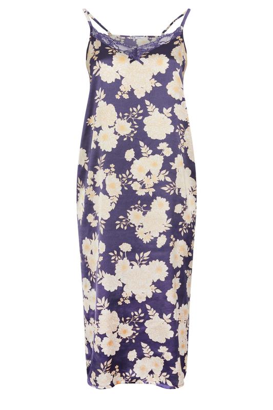 YOURS Plus Size Purple Floral Print Satin Chemise | Yours Clothing 6
