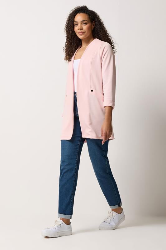 M&Co Light Pink Textured Jersey Jacket | M&Co 1