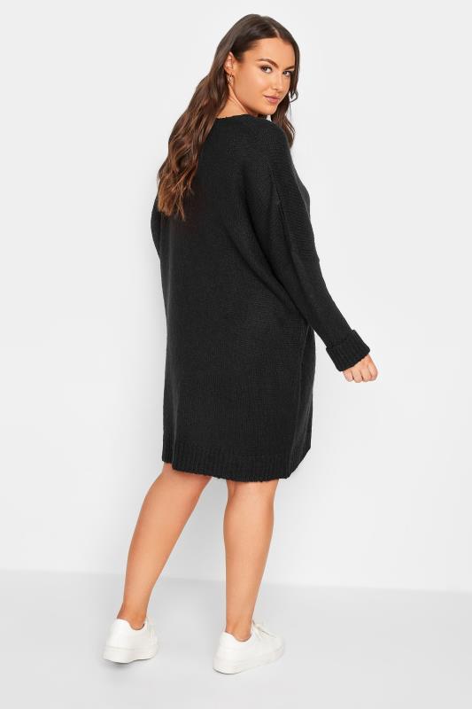 Plus Size Curve Black Drop Sleeve Knitted Jumper Dress | Yours Clothing 3