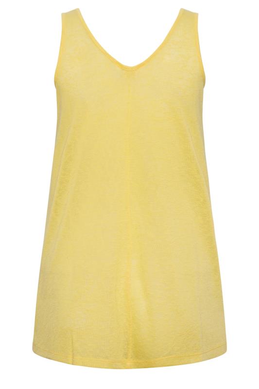 YOURS Curve Plus Size Yellow Linen Look Vest Top | Yours Clothing  6