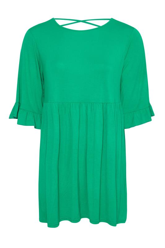 LIMITED COLLECTION Curve Jade Green Cross Back Frill Top 6
