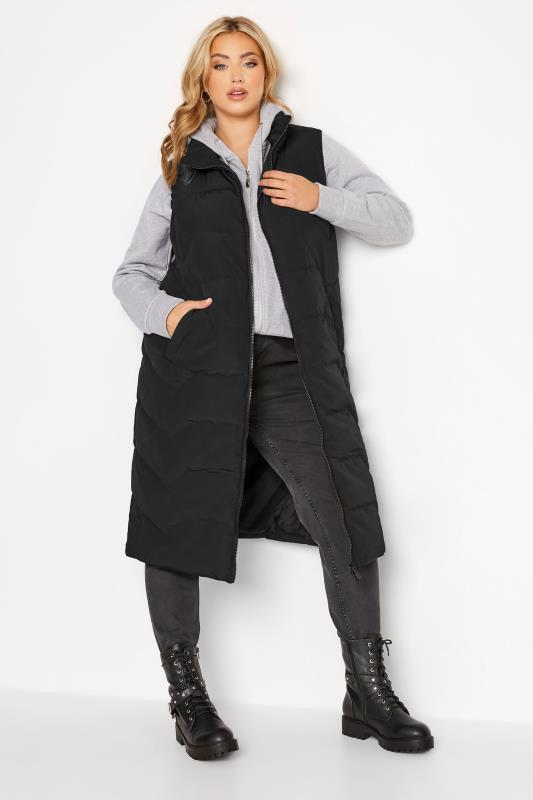 Plus Size Black Maxi Gilet | Yours Clothing  1