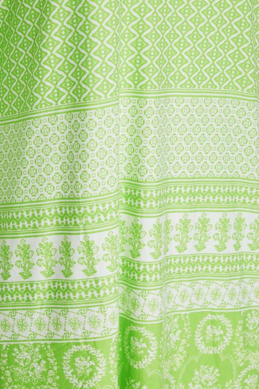 Curve Lime Green Aztec Print Cold Shoulder Top 5