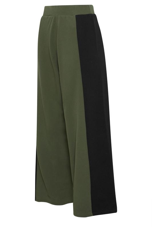 PixieGirl Petite Women's Khaki Green Side Panel Wide Leg Trousers | PixieGirl 6