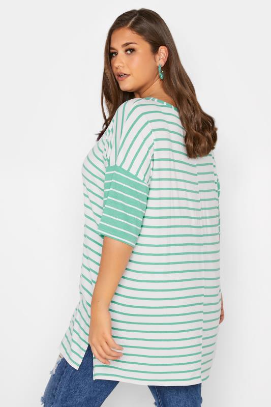 LIMITED COLLECTION Curve Green & White Stripe Oversized T-Shirt_C.jpg