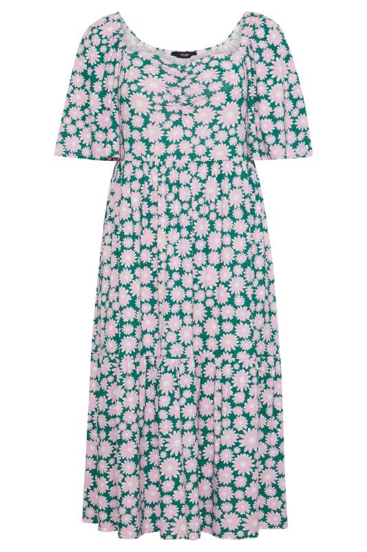 Plus Size Pink Daisy Print Square Neck Midaxi Dress | Yours Clothing 6
