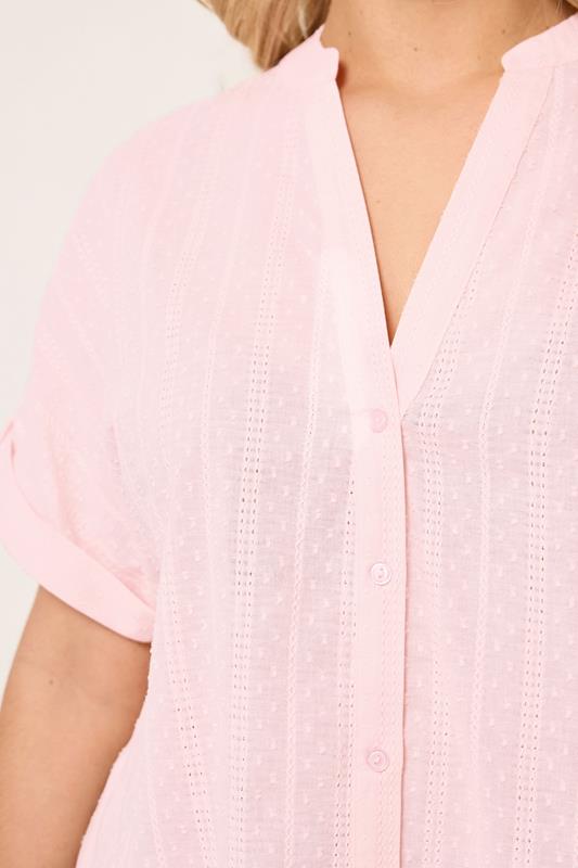 YOURS Plus Size Pink Dobby Textured Blouse | Yours Clothing 4