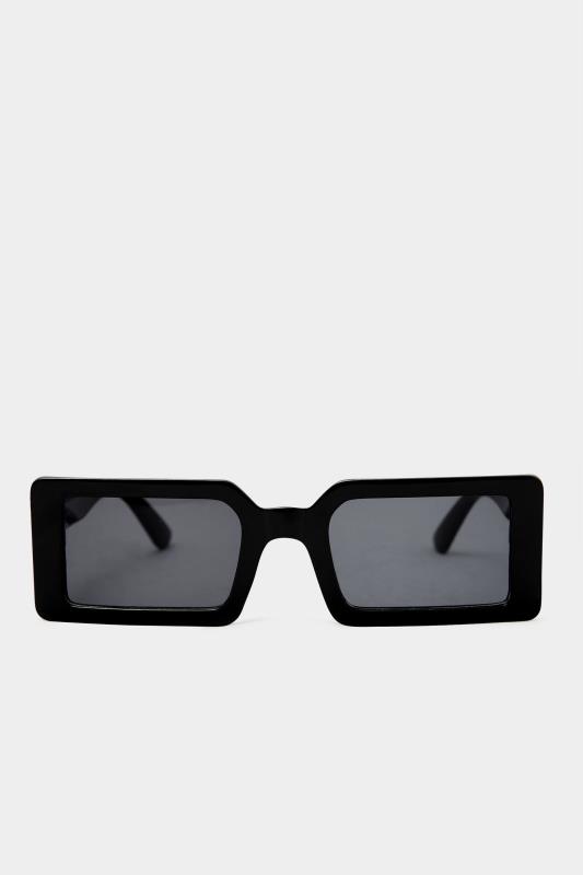  Grande Taille Black Rectangle Frame Sunglasses
