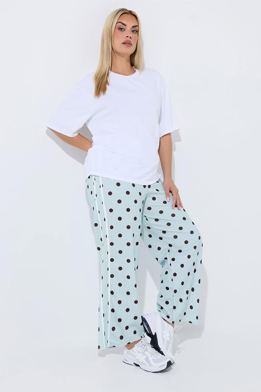  LIMITED COLLECTION Curve Blue Polka Dot Side Stripe Trousers