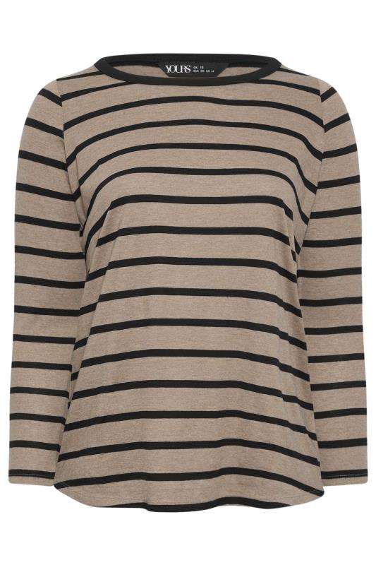 YOURS Curve Brown Stripe Long Sleeve Top | Yours Clothing 5