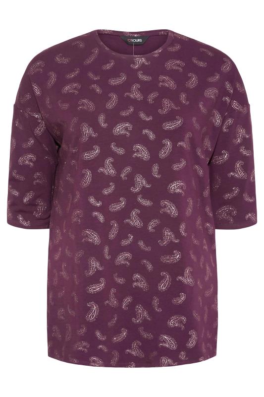 Purple Glitter Paisley Print T-Shirt_F.jpg