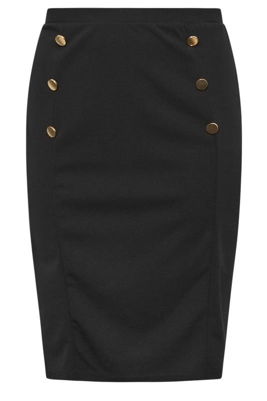 YOURS LONDON Plus Size Black Button Detail Midi Skirt | Yours Clothing 5
