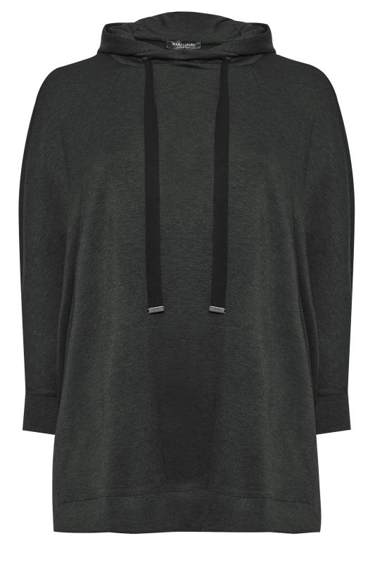 YOURS LUXURY Plus Size Charcoal Grey Tie Detail Oversized Hoodie | Yours Clothing 7