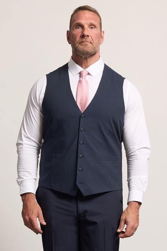  D555 Big & Tall Gilet de costume bleu marine