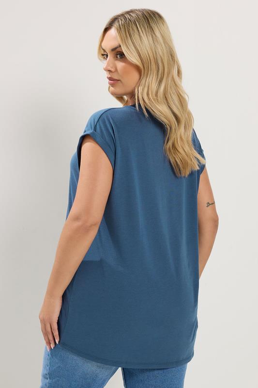 YOURS Plus Size Denim Blue Basic T-Shirt | Yours Clothing 4