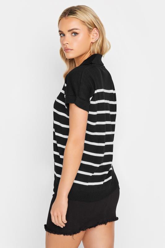 Petite Black Stripe Print Collared Sweater Vest | PixieGirl 3